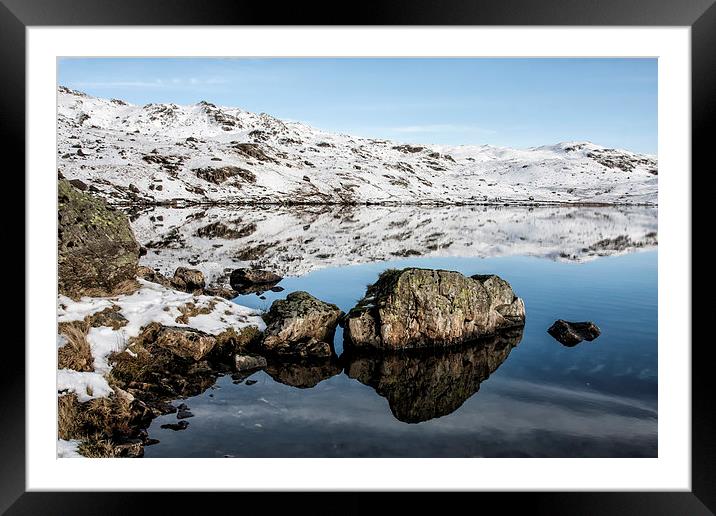  Snowy Reflection up at Stickle Tarn Lake District Framed Mounted Print by Gary Kenyon