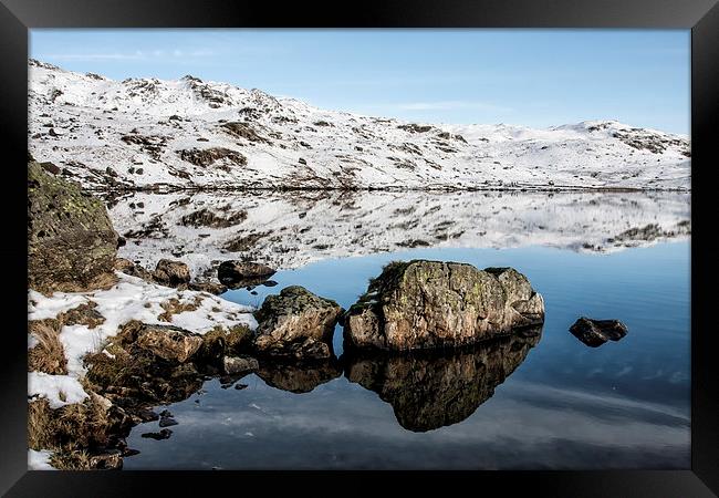  Snowy Reflection up at Stickle Tarn Lake District Framed Print by Gary Kenyon