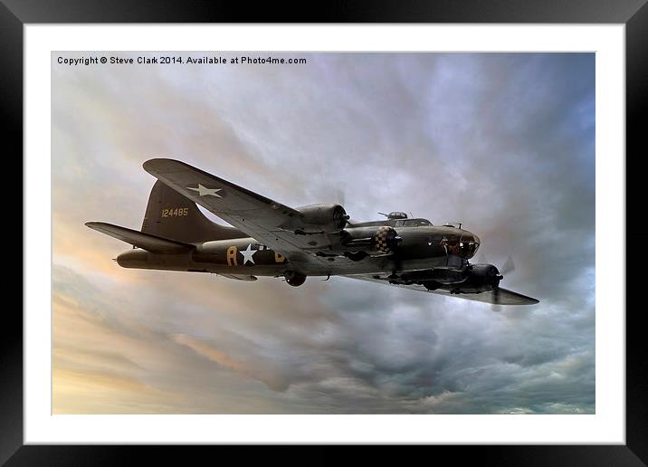Flying Fortress at Sunset Framed Mounted Print by Steve H Clark