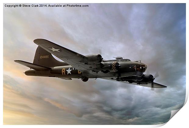 Flying Fortress at Sunset Print by Steve H Clark