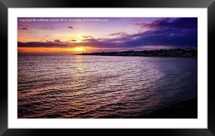   Sunset in the Shadow and Frinton and Walton Framed Mounted Print by matthew  mallett