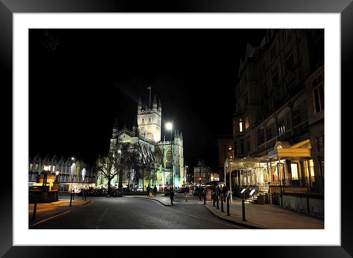  Bath Abbey at night Framed Mounted Print by Tony Bates