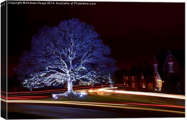  Christmas Lights at Astbury Church Canvas Print by Andrew Heaps