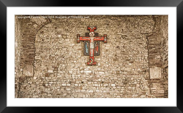 Saint Peter on the wall Chapel Bradwell on Sea Framed Mounted Print by Pauline Tims