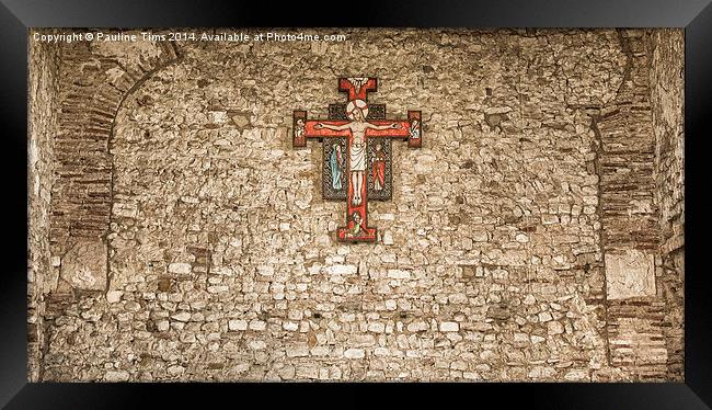 Saint Peter on the wall Chapel Bradwell on Sea Framed Print by Pauline Tims