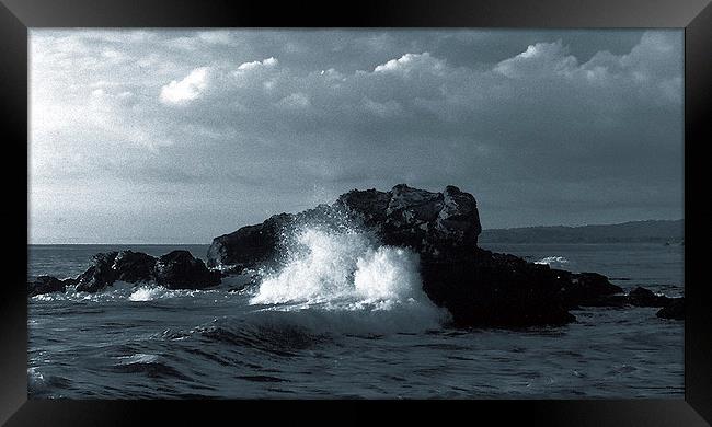  Waves Crashing Duo Tone Framed Print by james balzano, jr.