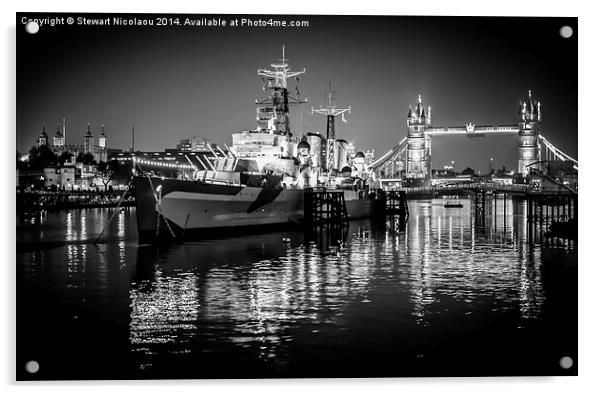  HMS Belfast & Tower Bridge Acrylic by Stewart Nicolaou