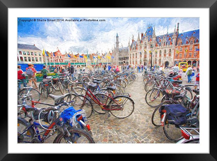  Bicycles in Brugge, Belgium Framed Mounted Print by Sheila Smart