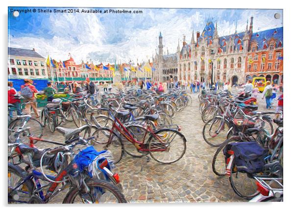  Bicycles in Brugge, Belgium Acrylic by Sheila Smart