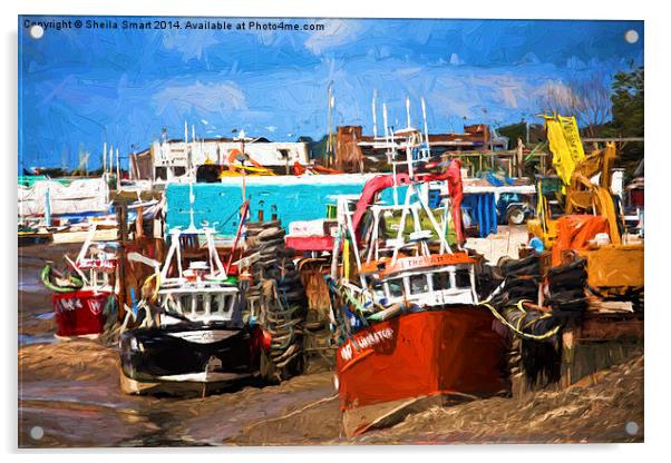  Boats at Leigh on Sea, Essex Acrylic by Sheila Smart