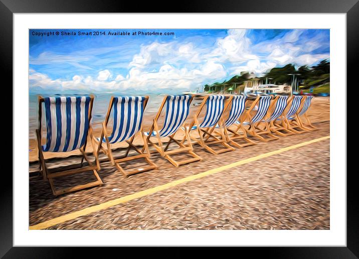  Empty deckchairs at Southend Framed Mounted Print by Sheila Smart