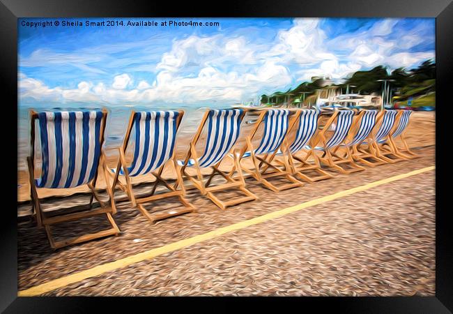 Empty deckchairs at Southend Framed Print by Sheila Smart