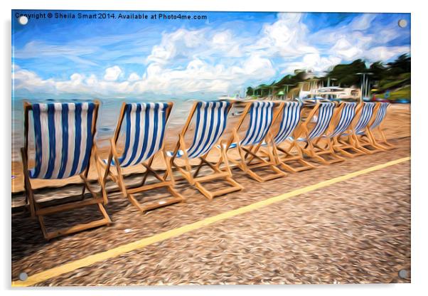  Empty deckchairs at Southend Acrylic by Sheila Smart