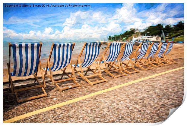  Empty deckchairs at Southend Print by Sheila Smart