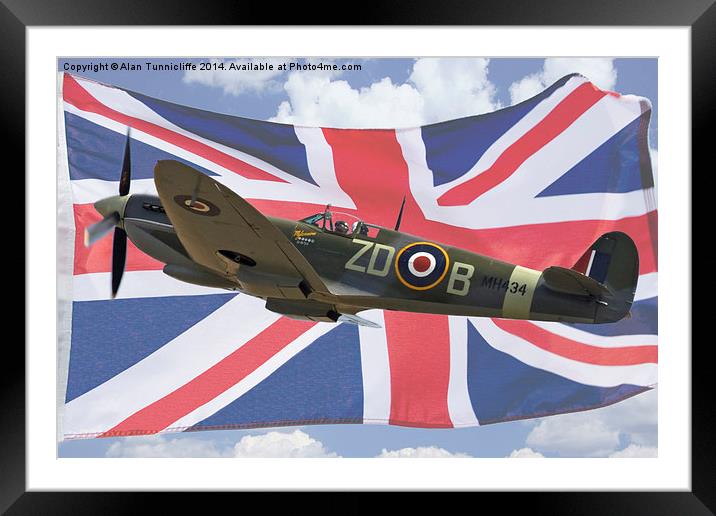  spitfire and union flag Framed Mounted Print by Alan Tunnicliffe