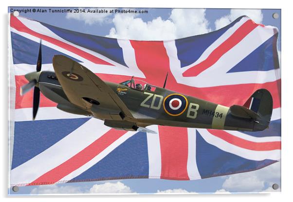  spitfire and union flag Acrylic by Alan Tunnicliffe