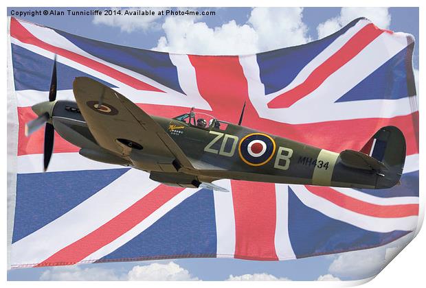  spitfire and union flag Print by Alan Tunnicliffe