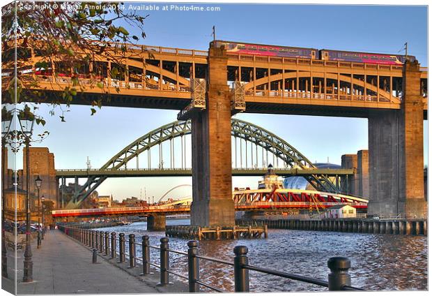  Newcastle Quayside and River Tyne Bridges Canvas Print by Martyn Arnold
