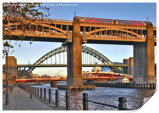  Newcastle Quayside and River Tyne Bridges Print by Martyn Arnold