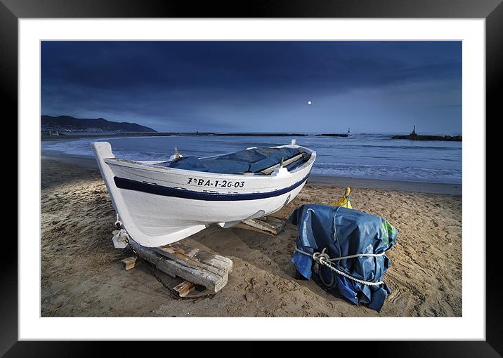 Boat in the beach. Framed Mounted Print by Josep M Peñalver