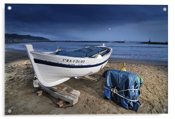 Boat in the beach. Acrylic by Josep M Peñalver