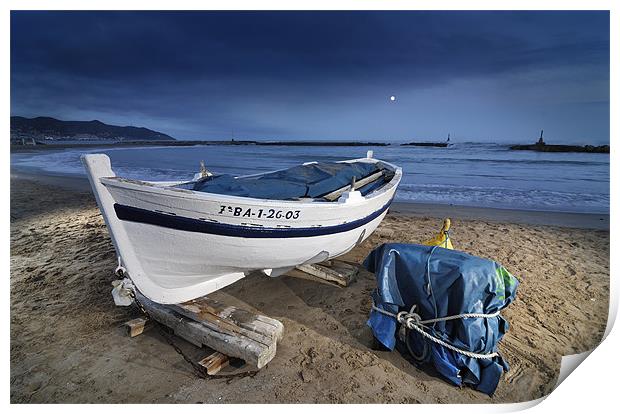 Boat in the beach. Print by Josep M Peñalver