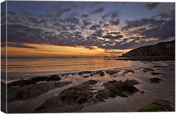  Sunrise Lee Bay, North Dev.on Canvas Print by Dave Wilkinson North Devon Ph