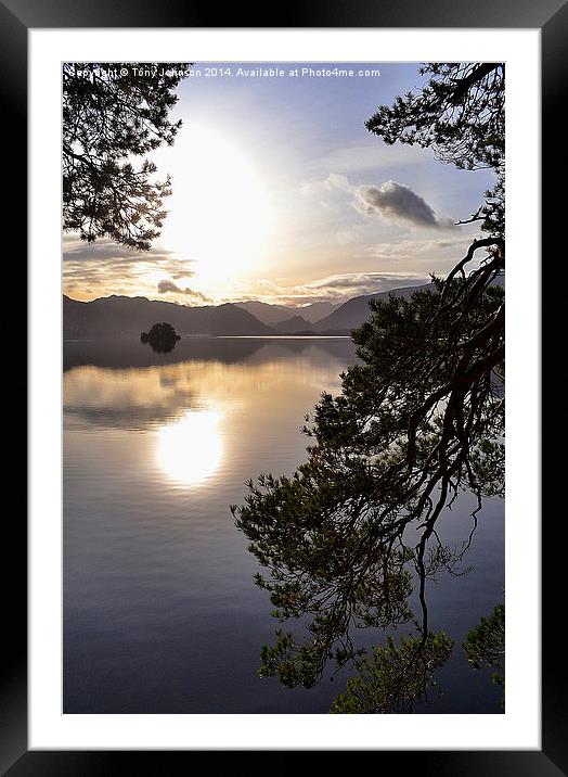 Tranquility on  Derwentwater Framed Mounted Print by Tony Johnson