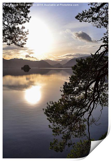 Tranquility on  Derwentwater Print by Tony Johnson