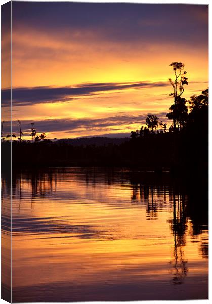Lake Brunner sunset Canvas Print by Peter Righteous