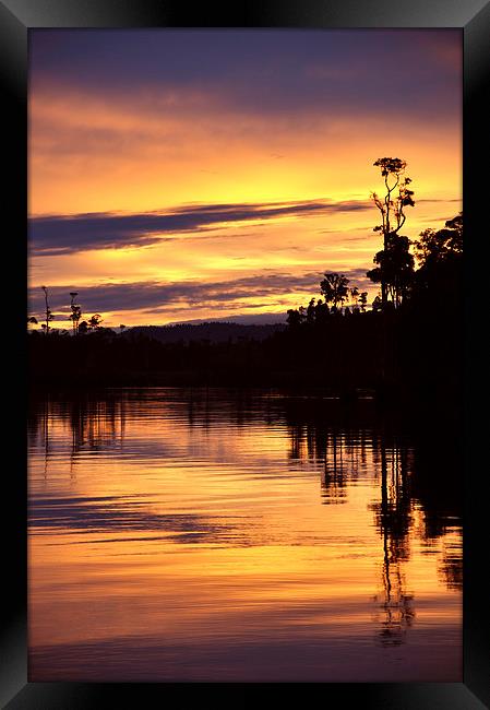 Lake Brunner sunset Framed Print by Peter Righteous