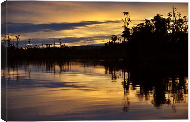 Lake Brunner sunset Canvas Print by Peter Righteous