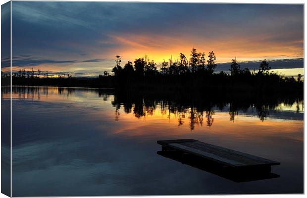 Lake Brunner sunset Canvas Print by Peter Righteous