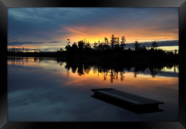 Lake Brunner sunset Framed Print by Peter Righteous