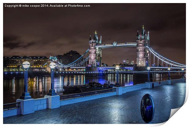  Tower bridge at dawn,along the embankment Print by mike cooper