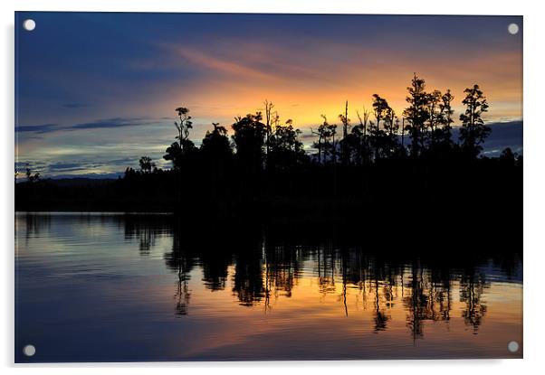 Lake Brunner sunset Acrylic by Peter Righteous