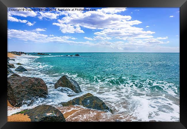 Beach and sea in a cloudy day Framed Print by Dragomir Nikolov