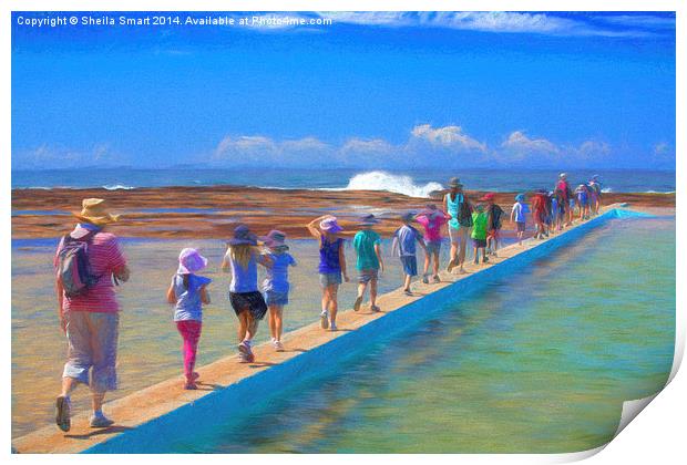 A day off school at the rockpool Print by Sheila Smart