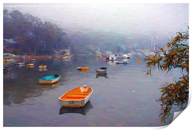  Mist over Careel Bay Print by Sheila Smart