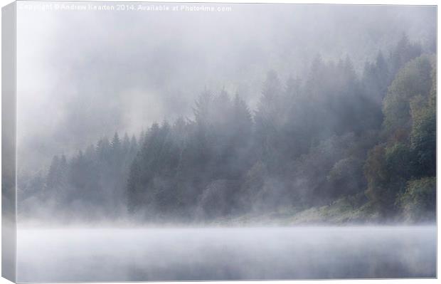  Misty forest beside Ladybower Canvas Print by Andrew Kearton