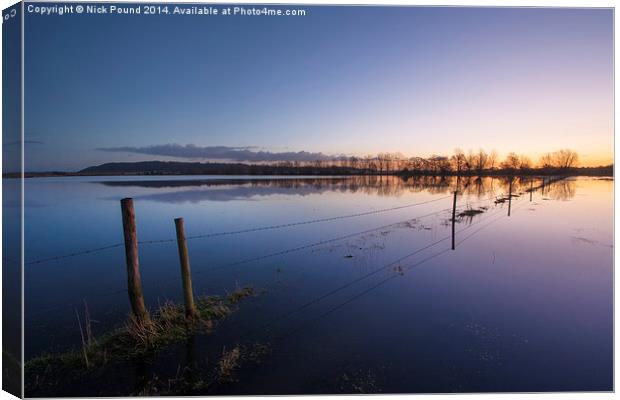 Dawn on the Flooded Somerset Levels Canvas Print by Nick Pound