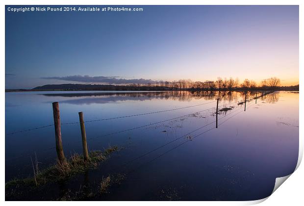 Dawn on the Flooded Somerset Levels Print by Nick Pound