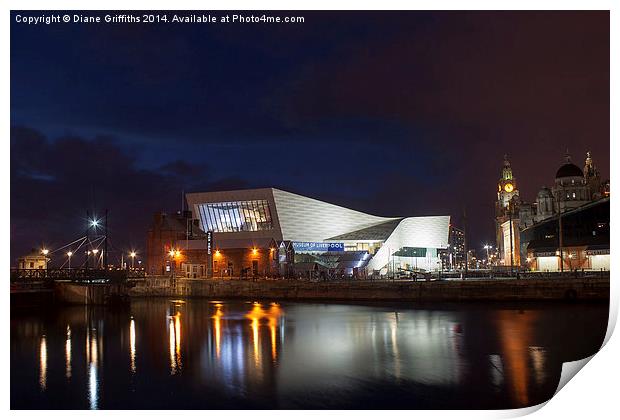  The Museum of Liverpool at night Print by Diane Griffiths