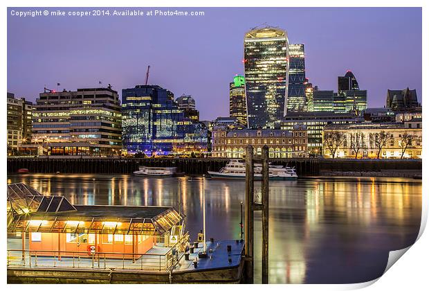  London's skyline at dawn,the thames Print by mike cooper