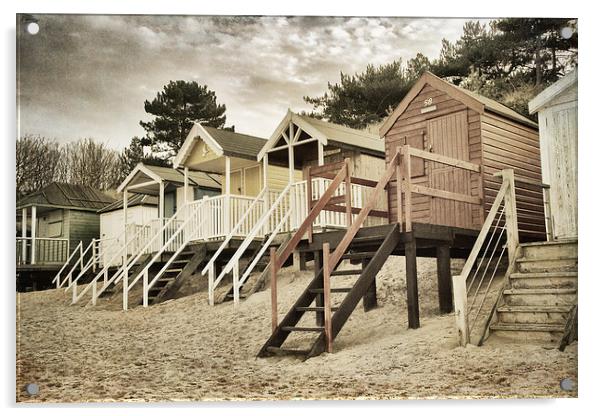  Vintage Beach Huts.  Acrylic by Paul Holman Photography