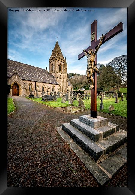 Crucifixion of Jesus Framed Print by Adrian Evans