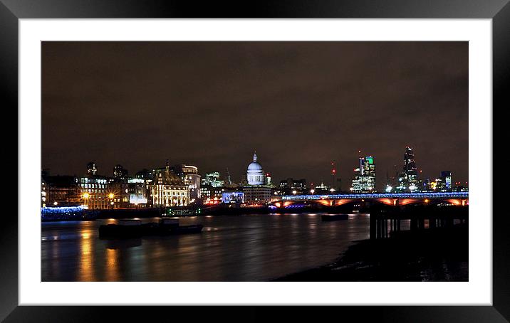 London at night Framed Mounted Print by Victor Burnside