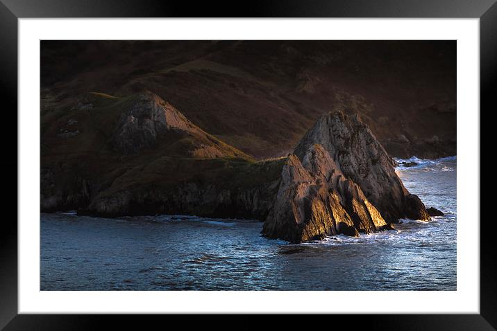  Three Cliffs Bay Gower Framed Mounted Print by Leighton Collins