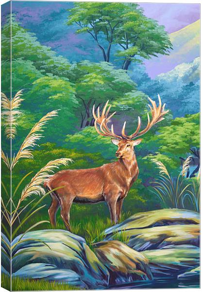 red deer Canvas Print by Peter Righteous
