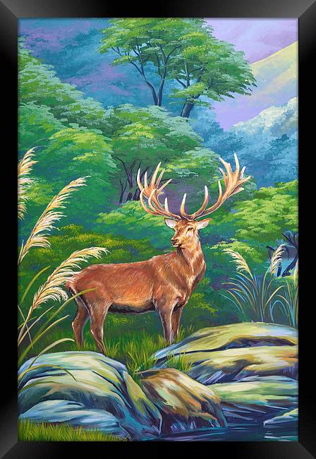 red deer Framed Print by Peter Righteous